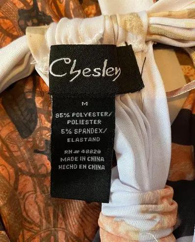 Chesley women's size medium maxi dress peach cream black tie back butterfly