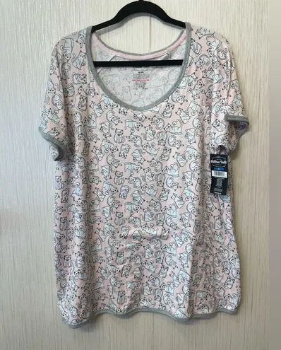 Pillow Talk Pink Cat Print Sleep Shirt – Size XL NWT White