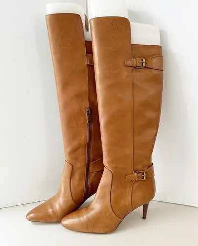 LAUREN RALPH LAUREN Size 9 Tan Over The Knee Leather Heeled Boots