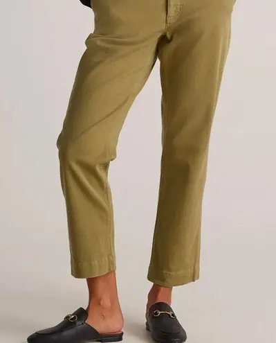 Organic Stretch Cotton Twill Straight Leg Cropped Pants Green Size 26