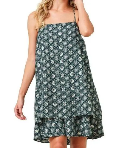 Saints & Hearts Floral Circle Print Swing Dress Blue Green Size Medium NWT