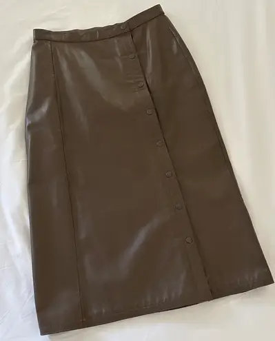 Vintage Genuine Brown Leather Skirt Junior Size 7/8 (Women's approx size 2