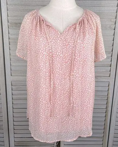 Chiffon Cheetah Print Boho Blouse Pink/White