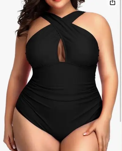 One Piece Daci Womens Front Cross Plus Size Swimsuits Tummy Control Keyhole
