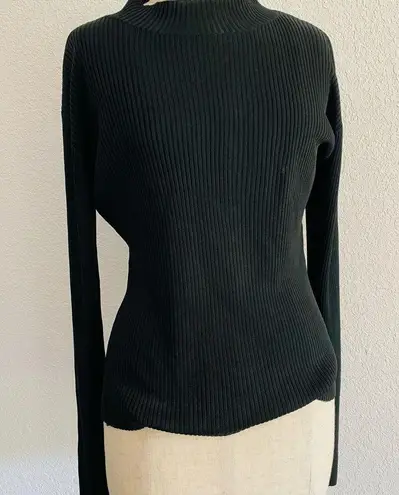 Mixit Vtg Mix It Silk Turtleneck Women's Large Black Long Sleeve Pullover Ribbed