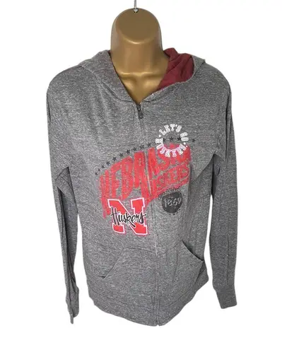 Pro Edge Nebraska Cornhuskers Full Zip Hoodie Huskers Graphic Gray M Size M