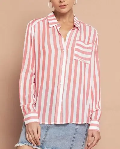 3/$15 The Good Jane Sun Ray Micha Shirt Peach White S