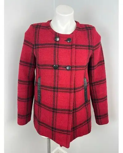 Claudie Peirlot Red Black Wool Blend Plaid Coat 4
