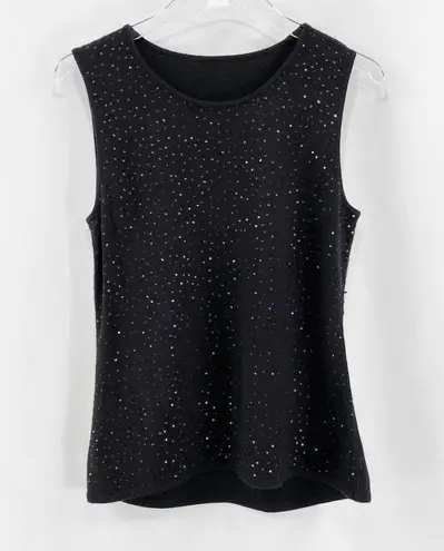 Black Vintage 90s Sequin Sleeveless Knit Tank Blouse
