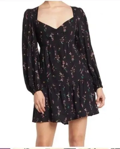 AFRM Channa Ruched Neck Floral Printed Black Long