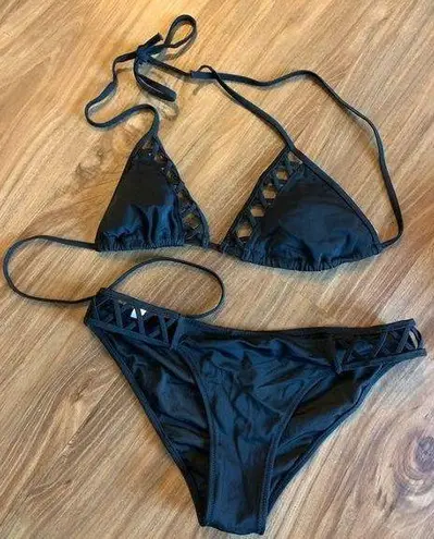 Victoria's Secret Victoria Secret Black Triangle Bikini with cutouts