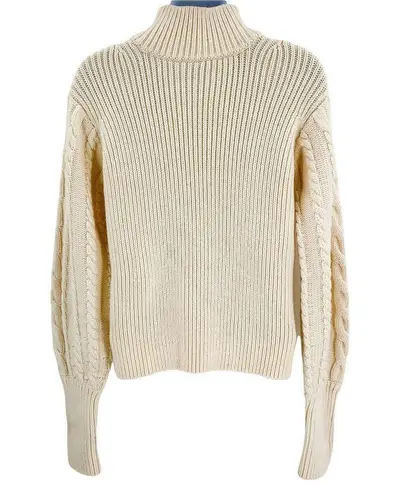 Caroline Constas Chunky Knit Bishop Puffed Sleeve Turtleneck Sweater Large