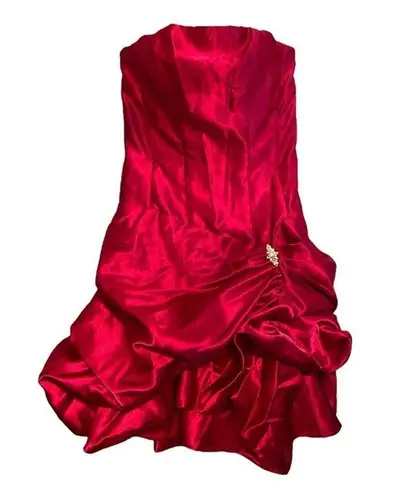 Jessica McClintock x Gunne Sax Vintage Gathered Satin Party Mini Dress size 3/4