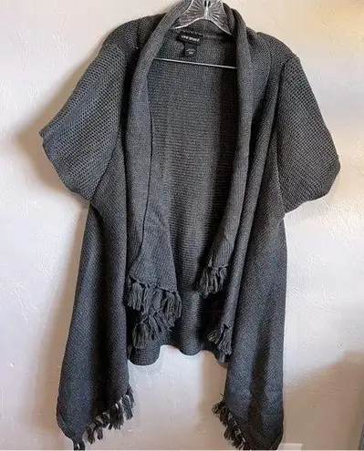 Lane Bryant Thick Knit Gray Short Sleeve Tassel Sweater Cardigan