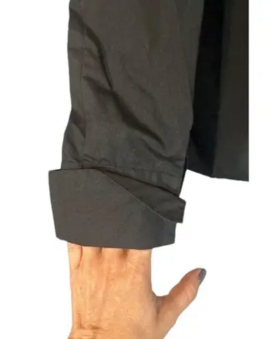 Rafaella Black Long Sleeve Collared Ruffle Front Button Down Blouse Women Sz 8