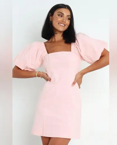 Petal and Pup NEW Sndys tuscany mini dress peachy baby pink puff sleeves cotton