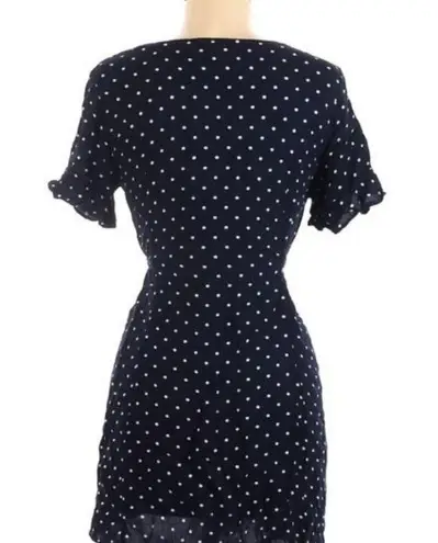 Abound Nordstrom  Navy Polka Dot Mini Dress Rayon Ruffle Short Sleeve
