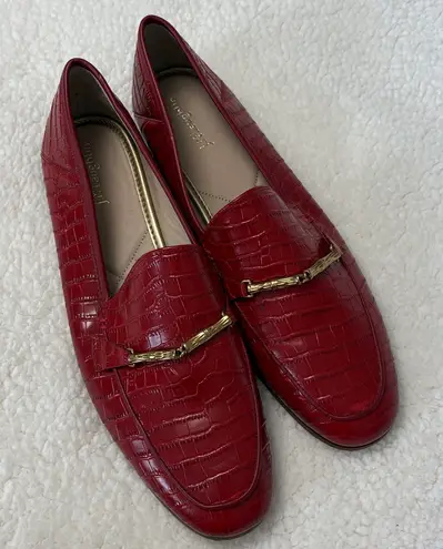 J. McLaughlin  Red Loafers Gold Hardware Size 11 - Image 1