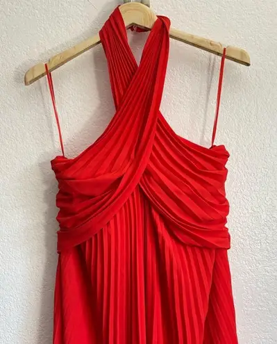 Reiss Halter Neck Pleated Midi Dress Size: 6