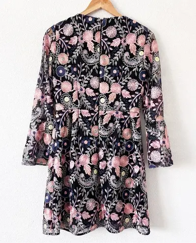 Monique Lhuillier ML x Anthropologie Mini Dress in Black Floral