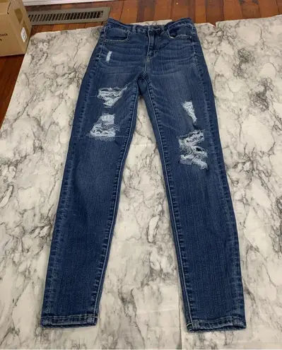 American Eagle  Super Hi-Rise Curvy Jegging Distressed dark denim Jeans size 2