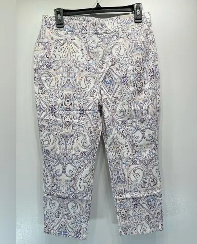 Chico's NEW Chico’s Slim Leg Crops in Fetching Paisley 5 Pocket Printed Denim Size 1P/8P