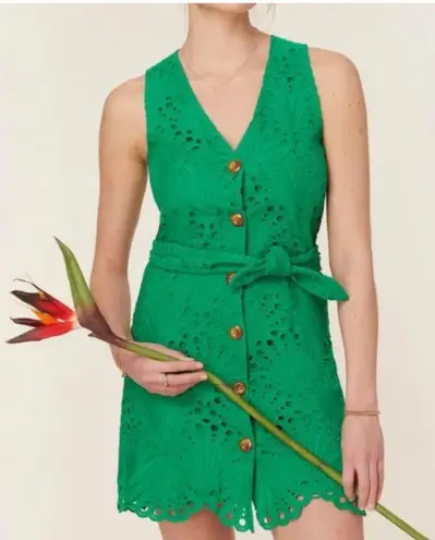 ANDIE The Navarino Dress Button Front Eyelet Emerald Green size XL NWT