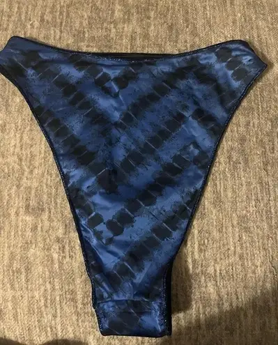 Oseree 90s Blue Chevron Tie Dye Stripe High Cut Bikini Swimsuit Bottoms Size L Size L