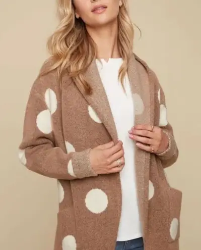 Charlie B polka dot cardigan sweater in honey Tan Size M