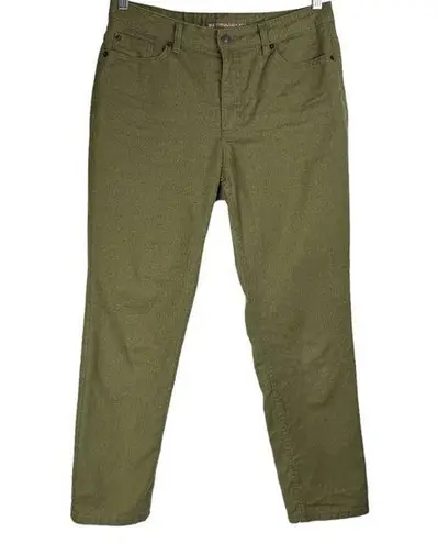 Bit & Bridle Womens Straight Leg Canvas Flannel Lined Pants Sz 10 Olive Green