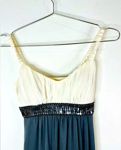 Sweet Storm Off White with Grey Sequin Size Small Y2K Formal Mini Dress Sheer