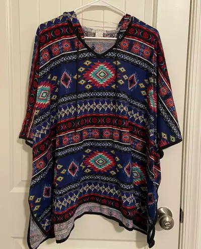 belle du jour NWOT women’s Aztec tribal knit hoodie poncho sweater top medium