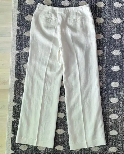 Ralph Lauren Lauren  Cream/Off white 100% Linen Fully Lined Wide Leg Pant Size 8