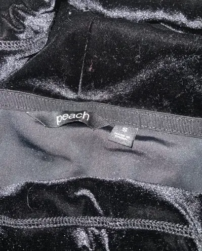 Peach Gym.Work.Play Black Velour Cowl Neck Top