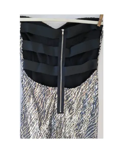 Gold Black Sequin Strapless Mini Dress Size M
