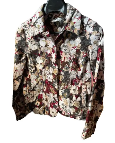 Christopher & Banks Women's Floral Button Down Corduroy Jacket