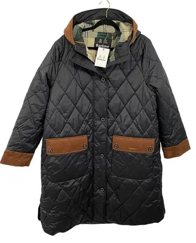 Barbour NWT Size 2X Mickley Plus Quilted Coat Black Brown Corduroy Trim Jacket