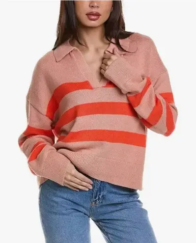 Velvet by Graham & Spencer Women's Lucie Sweater Striped Size XS pink/flame Pink