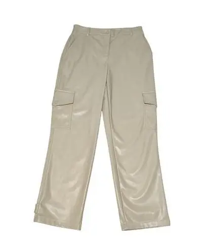 Bailey44 Anthropologie Bailey 44 Vegan Leather Cargo Pants Baggy Cuffed Ankle Cream Tan