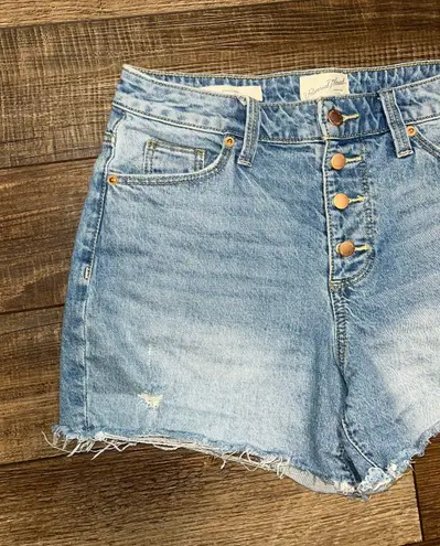 Universal Threads high rise stretch button fly vintage midi frayed shorts size 25 - Image 6