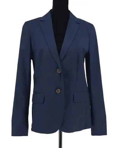 J. Crew Womens Cotton Blend Notch Lapel Long Sleeves Blazer Navy Blue Size 6