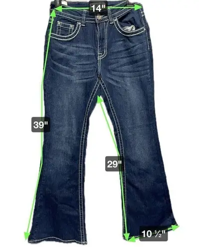 Y Jeans Los Angeles Women Y2K Flare Leg Bling Jeans Embelished Pockets Size 7/8 Blue