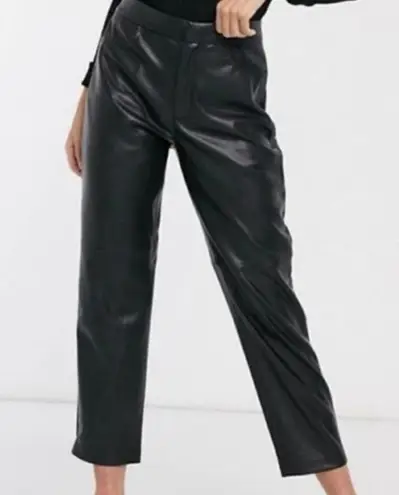 7 For All Mankind  Faux Leather Wide Cropped Leg Pants Black- Size Medium