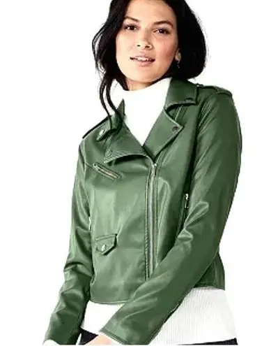 Nine West WOMEN'S  Faux-Leather Moto Jacket. XS. Sea foam green. Great condition!