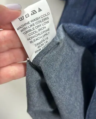 Draper James Chambray Ruffle Shirt Dress Size 12 Lightweight