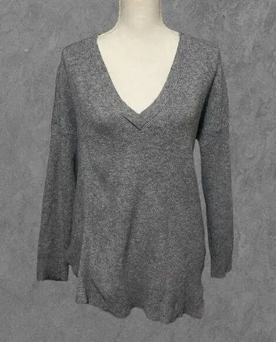 Olive & Oak | Light Gray V-Neck Ribbed Notch Pullover Sweater Size L
