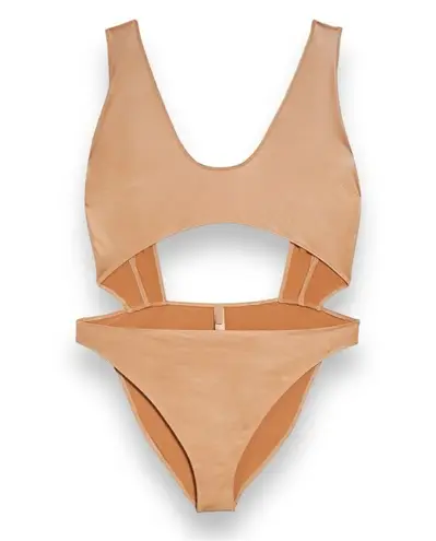SKIMS Wet Jersey Cutout Bodysuit One Piece in Ochre Tan Women’s Size Small