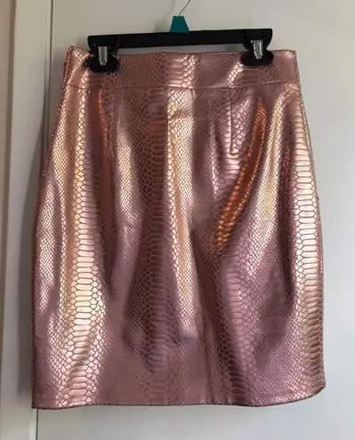 Bebe Rose gold Snake Print Pencil Skirt