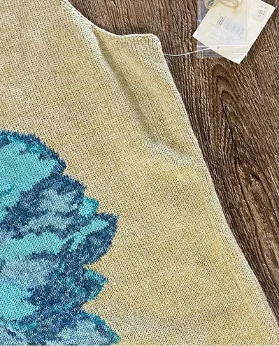 Susan Bristol Vintage Sweater Vest Women L Tan Blue Flower Pullover Grannycore