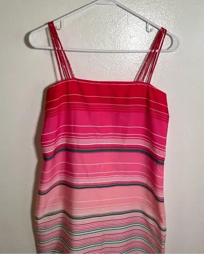 Vintage Nat Kaplan Couture Midi Dress Pink Stripes Size 6
